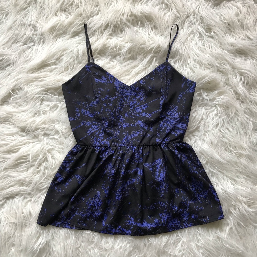 GREYLIN PURPLE BLACK PEPLUM TANK